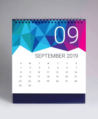 Eylül 2019 için basit Masa Takvimi