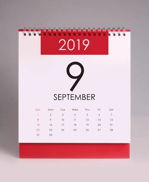 Einfacher Tischkalender Für September 2019 — Stockfoto