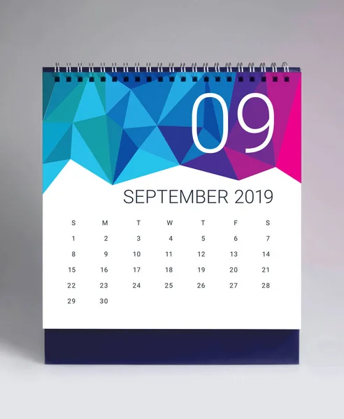Calendario Escritorio Simple Para Septiembre 2019 — Foto de Stock