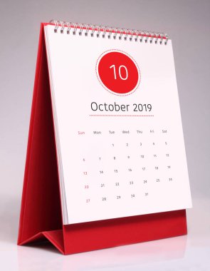 Ekim 2019 için basit Masa Takvimi