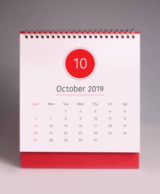 Ekim 2019 için basit Masa Takvimi