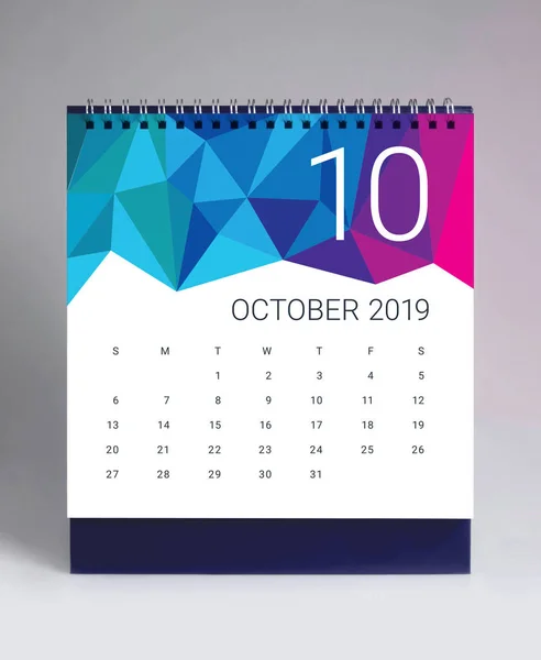 Calendario Escritorio Simple Para Octubre 2019 — Foto de Stock