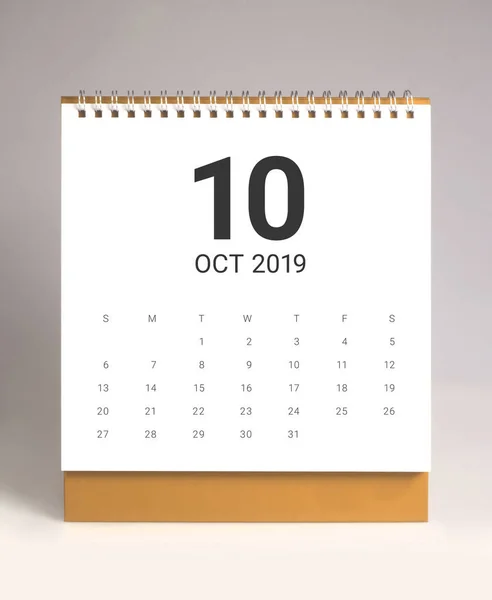 Calendário Mesa Simples Para Outubro 2019 — Fotografia de Stock