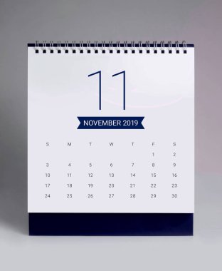 Kasım 2019 için basit Masa Takvimi