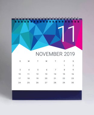 Kasım 2019 için basit Masa Takvimi