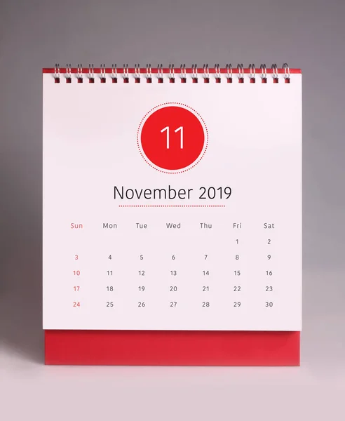 Calendario Escritorio Simple Para Noviembre 2019 —  Fotos de Stock