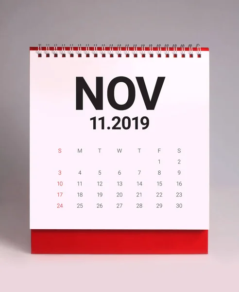 Egyszerű Asztali Naptár November 2019 Címért — Stock Fotó