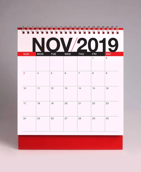 Calendario Escritorio Simple Para Noviembre 2019 —  Fotos de Stock