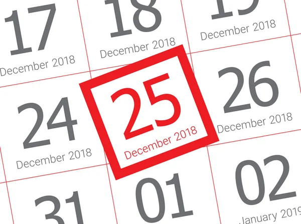 Primer Plano Del Día Navidad 2018 Calendario Diario Deseándole Recuerdos —  Fotos de Stock