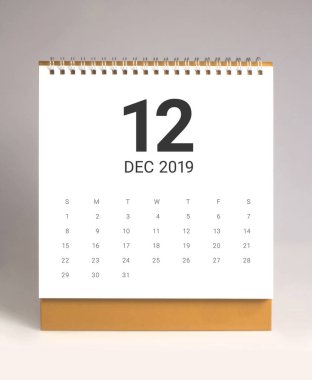 Aralık 2019 için basit Masa Takvimi