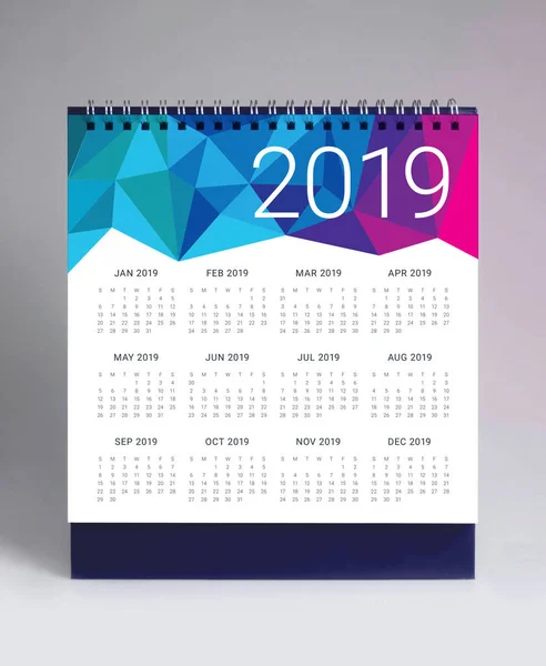 Eenvoudige Bureaukalender Voor 2019 — Stockfoto