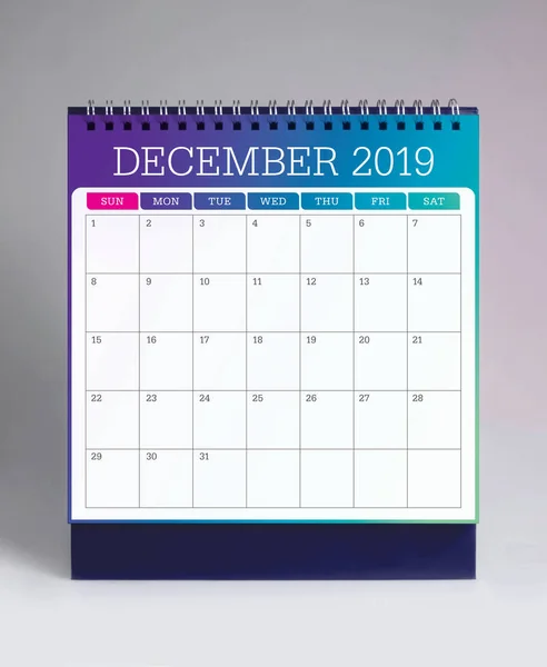 Calendário Mesa Simples Para Dezembro 2019 — Fotografia de Stock