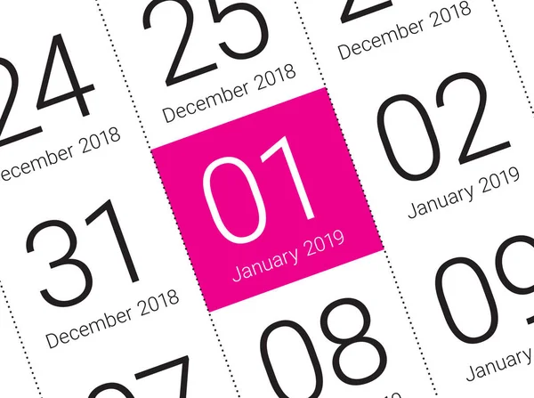 Cierre Del Primer Día Del Año 2019 Calendario Diario Año —  Fotos de Stock