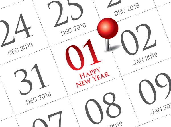 Detailní Záběr Prvního Dne Roku 2019 Deník Kalendáři Nový Rok — Stock fotografie