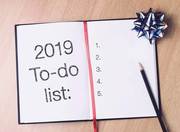 2019 Lista Metas Com Decoração Desejamos Lhe Novo Ano Cheio — Fotografia de Stock