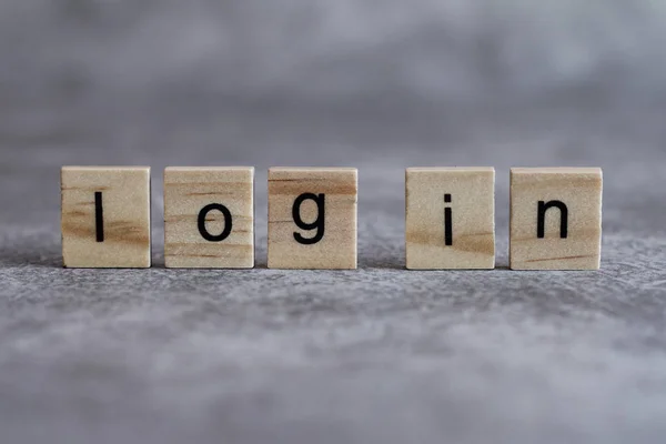 Log in word written on wood cube — Stock Photo, Image