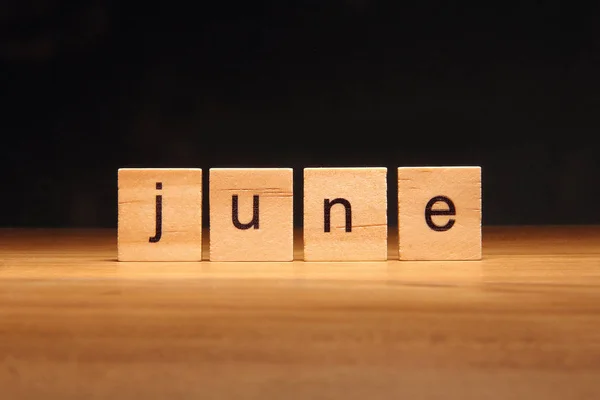 June wooden blocks. — Stock Photo, Image