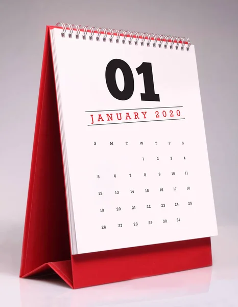 简单的桌面日历 2020 - 1 月 — 图库照片