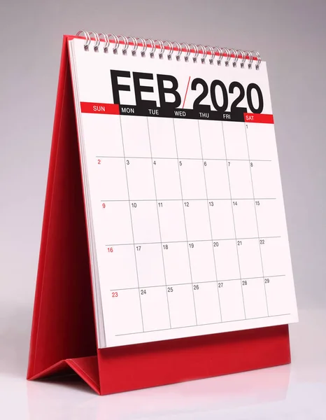 Jednoduchý stolní kalendář 2020-únor — Stock fotografie