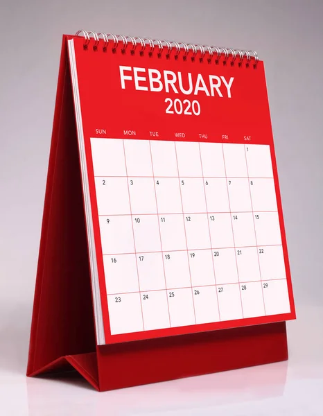 Jednoduchý stolní kalendář 2020-únor — Stock fotografie