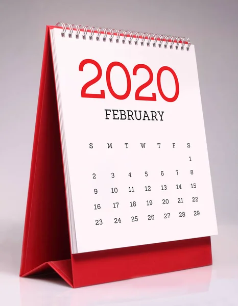 간단한 책상 달력 2020 - 2 월 — 스톡 사진