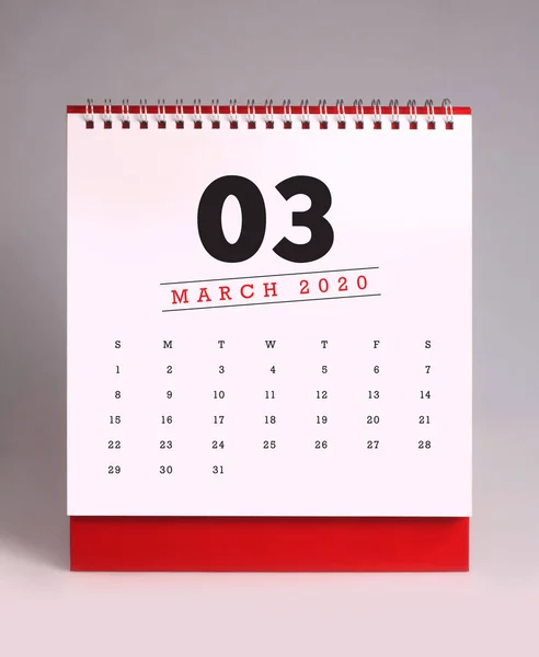 Calendário escrivaninha simples 2020 - Março — Fotografia de Stock