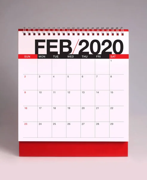 Calendario de escritorio simple 2020 - febrero — Foto de Stock