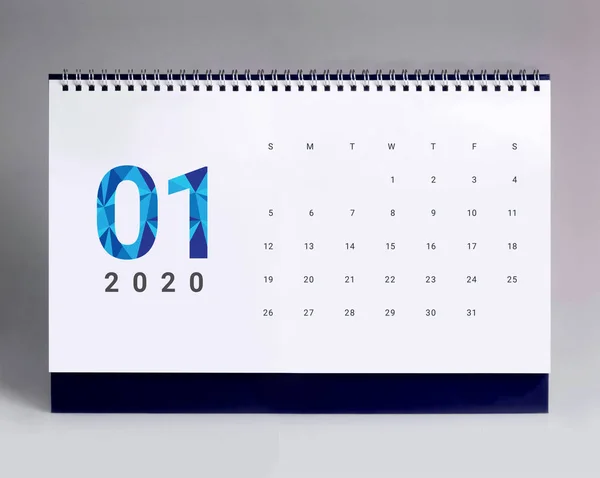 간단한 책상 달력 2020 - 1 월 — 스톡 사진