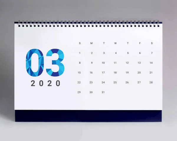 Proste biurko kalendarz 2020-marzec — Zdjęcie stockowe