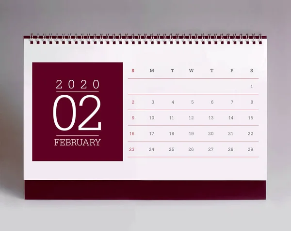 Calendário escrivaninha simples 2020 - fevereiro — Fotografia de Stock