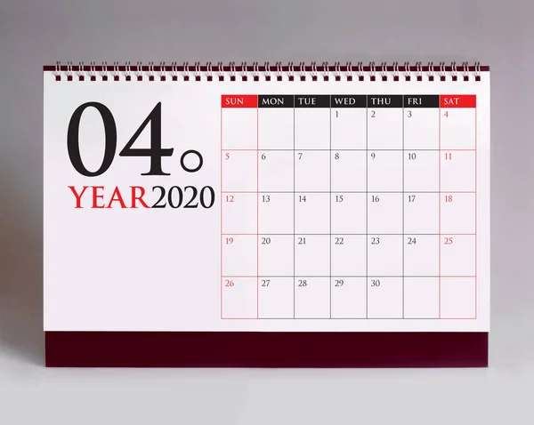 간단한 책상 달력 2020 - 4 월 — 스톡 사진