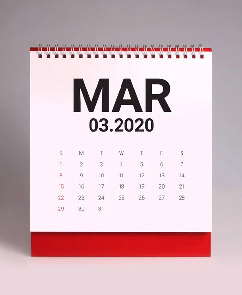 Calendario de escritorio simple 2020 - Marzo — Foto de Stock