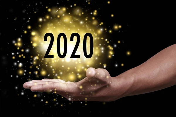 Year 2020 with hand. — Stock Photo, Image