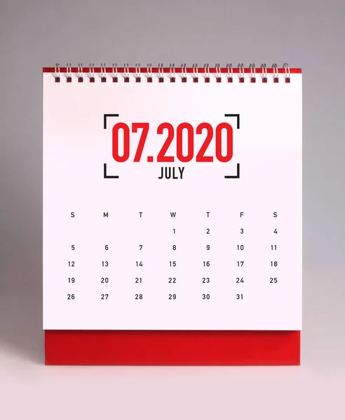 简单的桌面日历 2020 - 7 月 — 图库照片