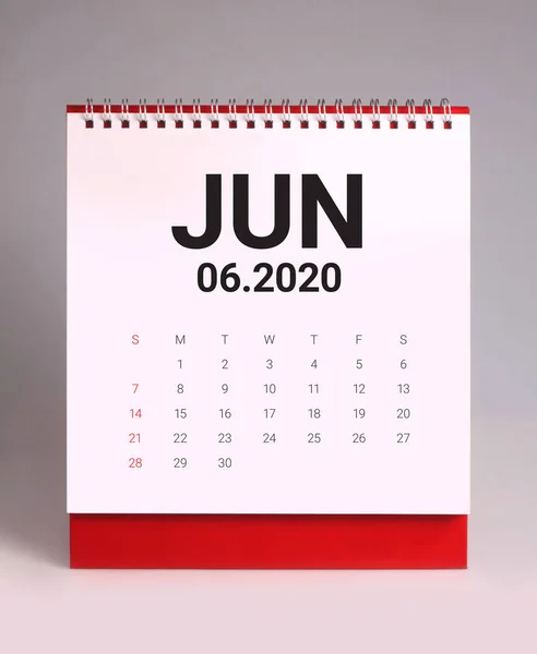 간단한 책상 달력 2020 - 6 월 — 스톡 사진