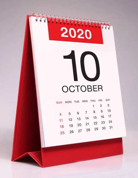 Einfacher Schreibtischkalender 2020 - Oktober — Stockfoto
