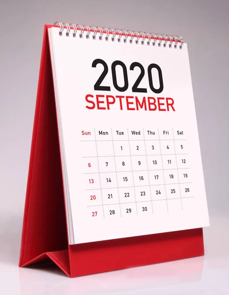 Eenvoudige bureaukalender 2020-september — Stockfoto