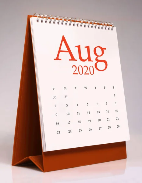 Eenvoudige bureaukalender 2020-augustus — Stockfoto