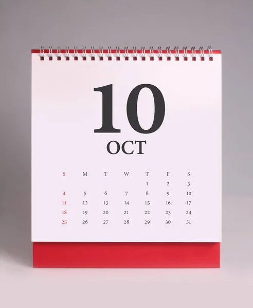 简单的桌面日历 2020 - 10 月 — 图库照片