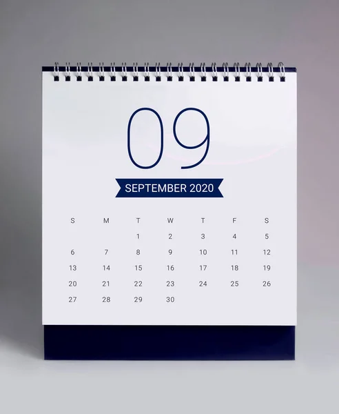 Calendário escrivaninha simples 2020 - setembro — Fotografia de Stock