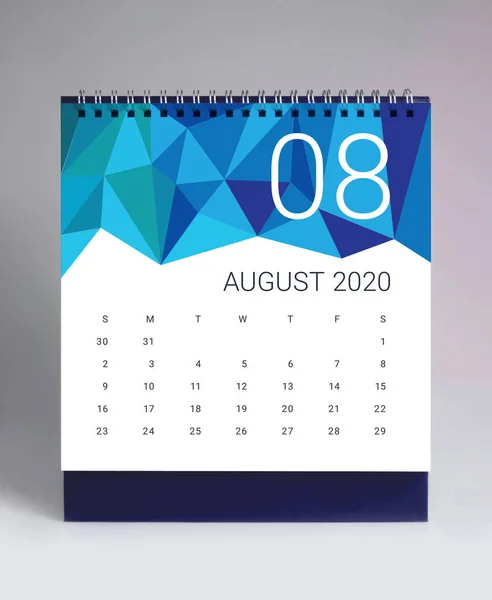 Calendário escrivaninha simples 2020 - agosto — Fotografia de Stock