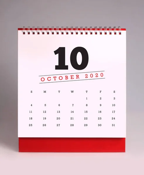 Einfacher Schreibtischkalender 2020 - Oktober — Stockfoto