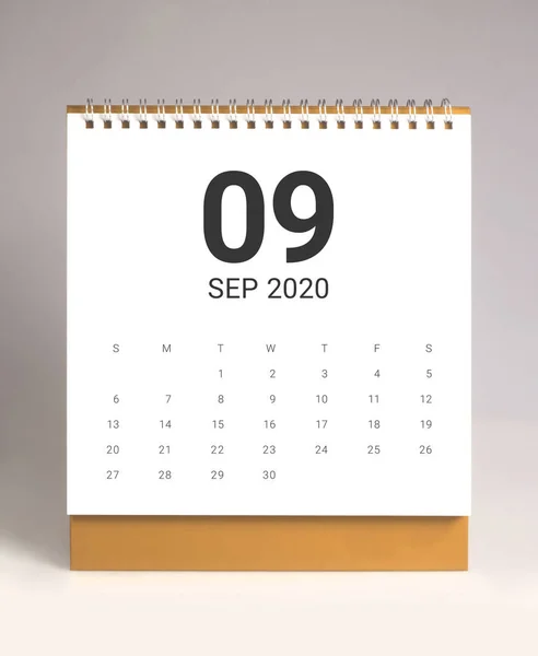 Eenvoudige bureaukalender 2020-september — Stockfoto
