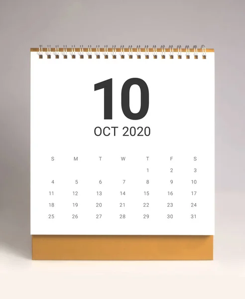 Calendário escrivaninha simples 2020 - Outubro — Fotografia de Stock