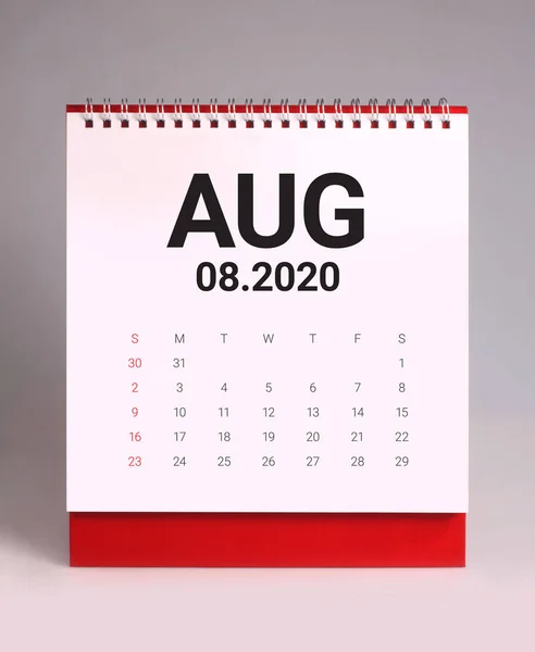 Proste biurko kalendarz 2020-sierpień — Zdjęcie stockowe