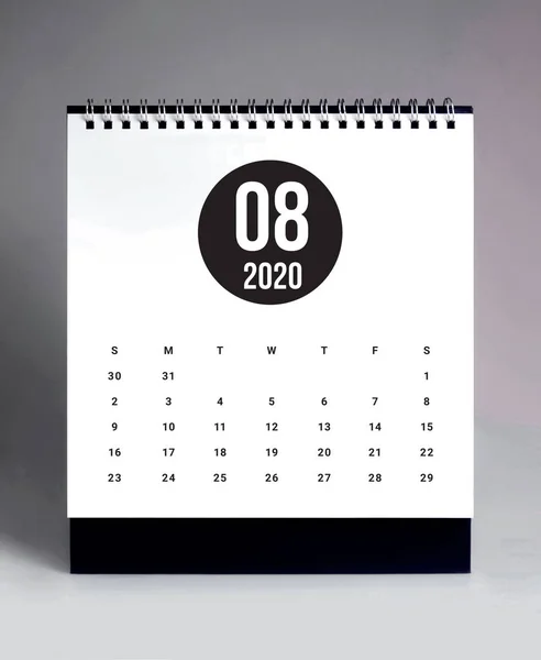Simple desk calendar 2020 - August — Stock Photo, Image