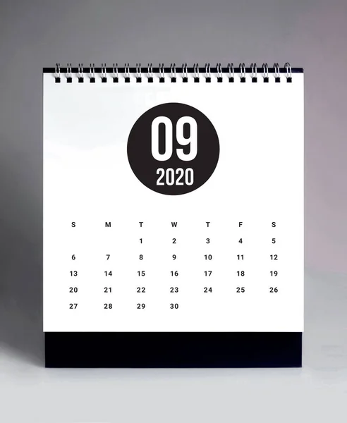 Calendário escrivaninha simples 2020 - setembro — Fotografia de Stock