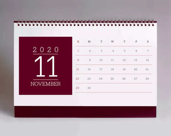 Proste biurko kalendarz 2020-listopad — Zdjęcie stockowe