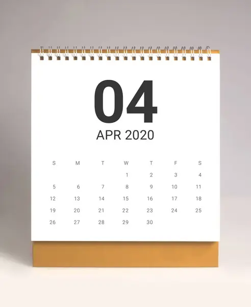 간단한 책상 달력 2020 - 4 월 — 스톡 사진