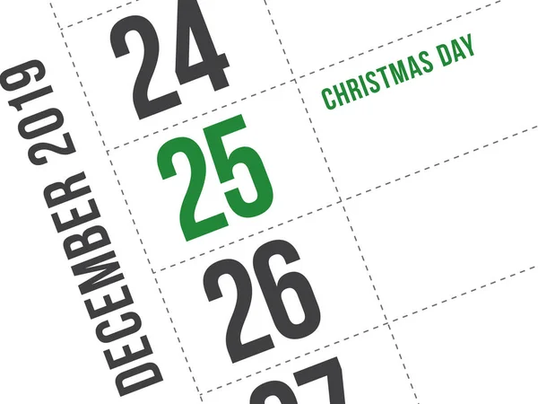 Την ημέρα των Χριστουγέννων ημερολόγιο στο ημερολόγιο — Διανυσματικό Αρχείο